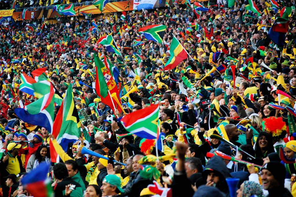 South Africa supporters celebrating at the 2010 World Cup